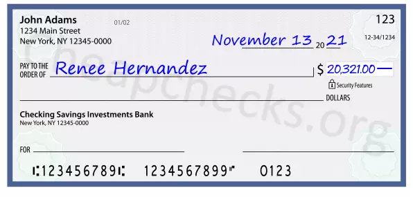 20321.00 dollars written on a check