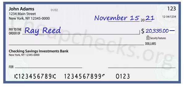 20335.00 dollars written on a check