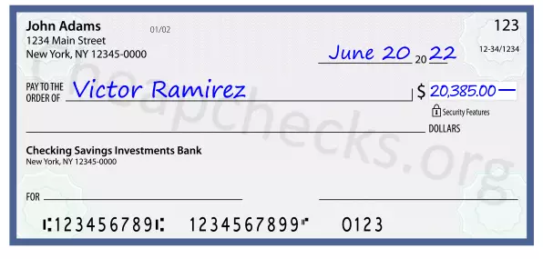 20385.00 dollars written on a check