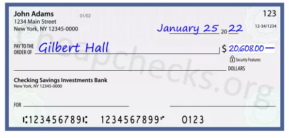 20608.00 dollars written on a check