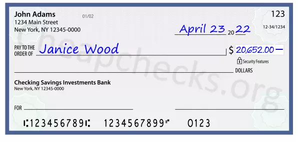 20652.00 dollars written on a check