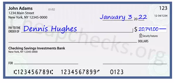 20741.00 dollars written on a check
