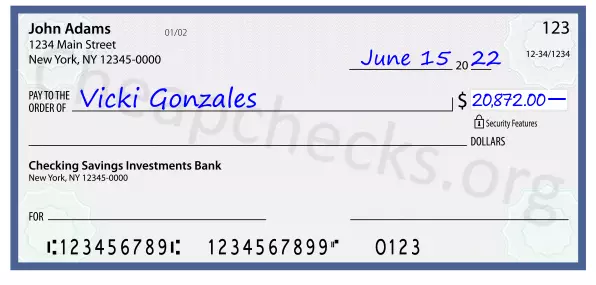 20872.00 dollars written on a check