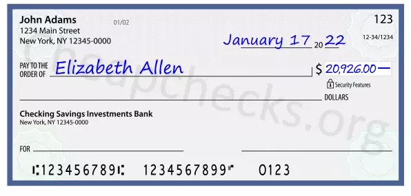 20926.00 dollars written on a check