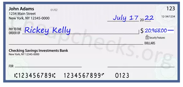 20968.00 dollars written on a check