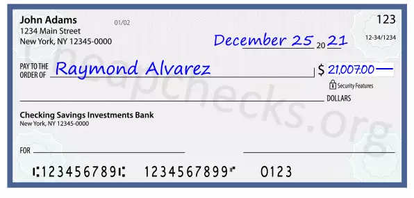 21007.00 dollars written on a check