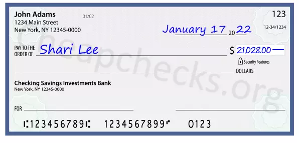 21028.00 dollars written on a check