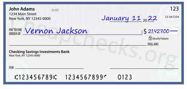 21427.00 dollars written on a check