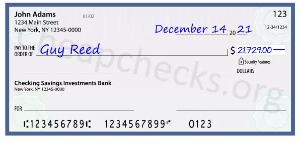 21729.00 dollars written on a check