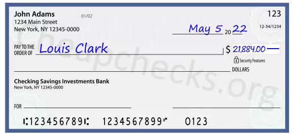 21884.00 dollars written on a check