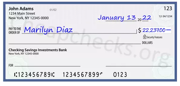 22237.00 dollars written on a check