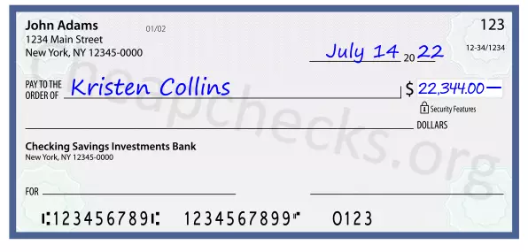 22344.00 dollars written on a check