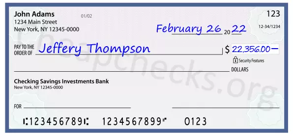 22356.00 dollars written on a check