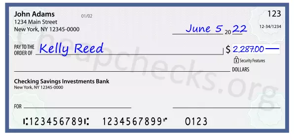 2287.00 dollars written on a check