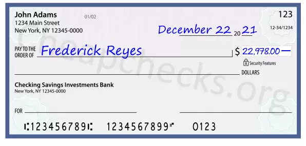 22978.00 dollars written on a check