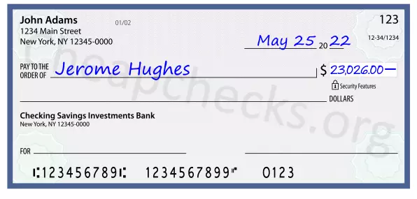 23026.00 dollars written on a check