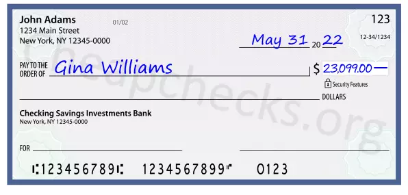 23099.00 dollars written on a check