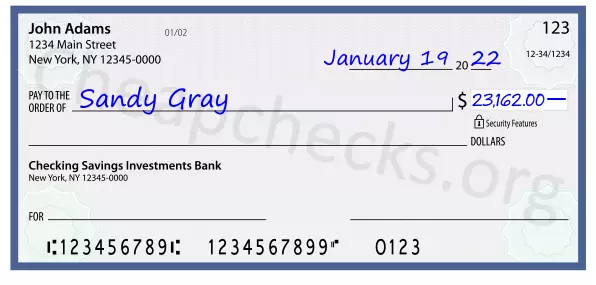 23162.00 dollars written on a check