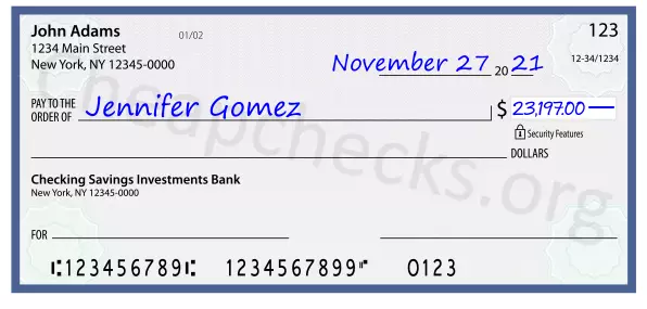 23197.00 dollars written on a check