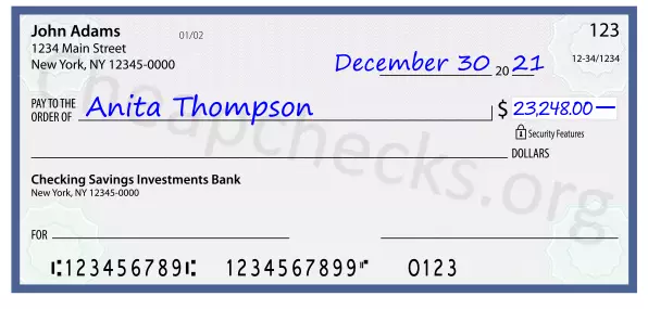 23248.00 dollars written on a check