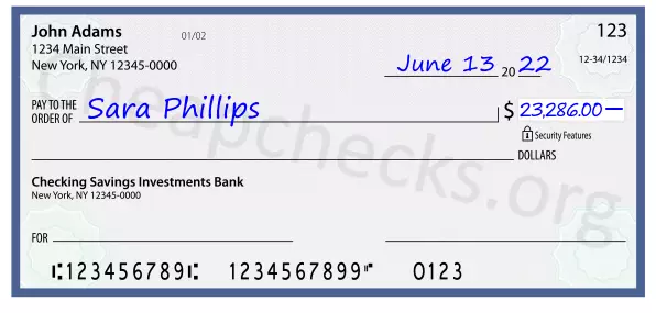 23286.00 dollars written on a check