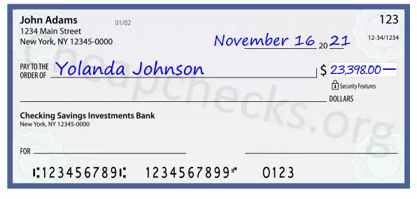 23398.00 dollars written on a check