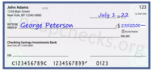 23520.00 dollars written on a check
