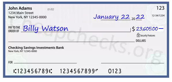 23605.00 dollars written on a check