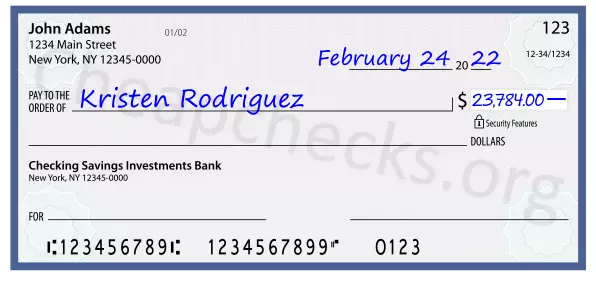 23784.00 dollars written on a check