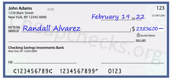 23836.00 dollars written on a check