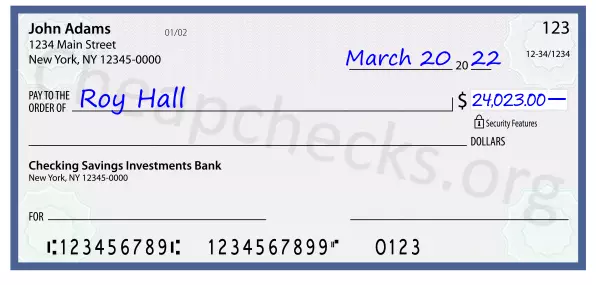 24023.00 dollars written on a check