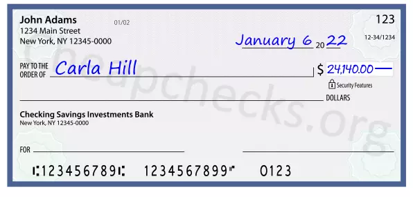 24140.00 dollars written on a check