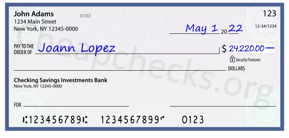 24220.00 dollars written on a check