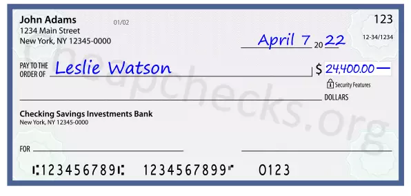 24400.00 dollars written on a check