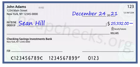 25332.00 dollars written on a check