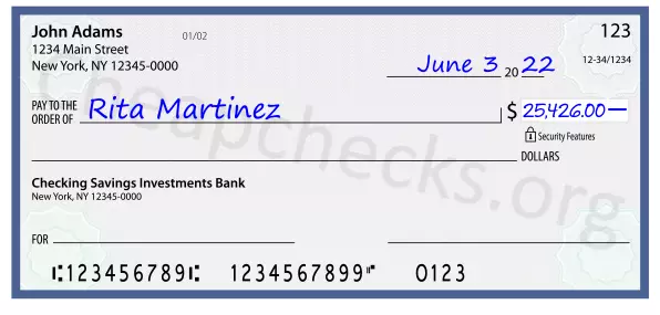 25426.00 dollars written on a check