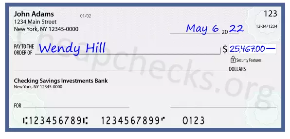 25467.00 dollars written on a check