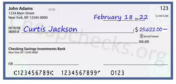 25622.00 dollars written on a check