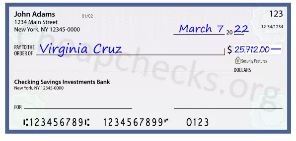 25712.00 dollars written on a check