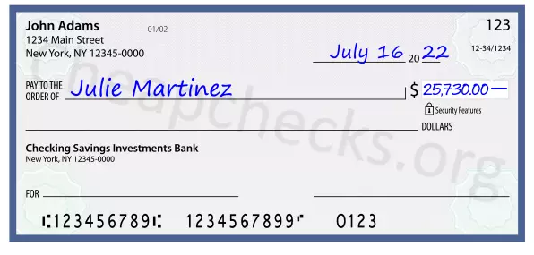 25730.00 dollars written on a check
