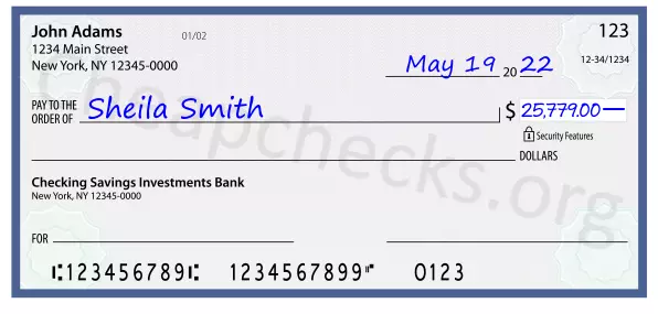 25779.00 dollars written on a check