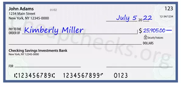 25905.00 dollars written on a check