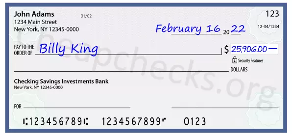 25906.00 dollars written on a check