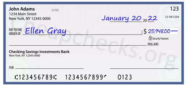 25948.00 dollars written on a check