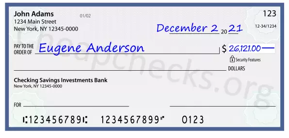 26121.00 dollars written on a check