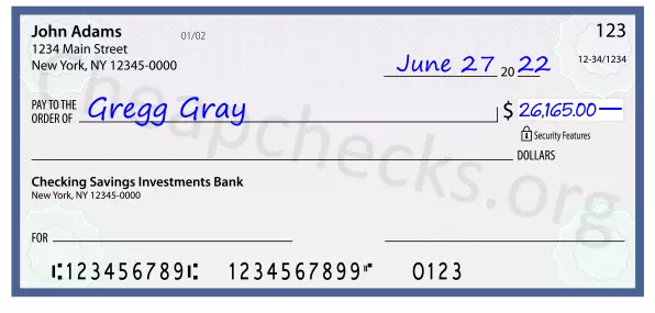 26165.00 dollars written on a check