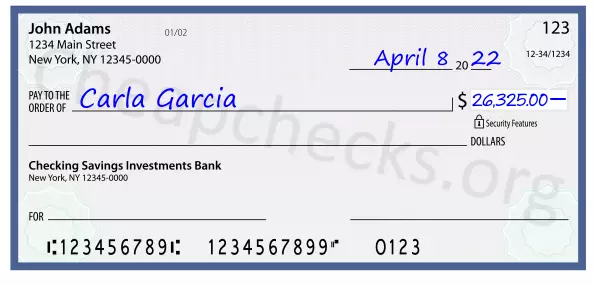 26325.00 dollars written on a check