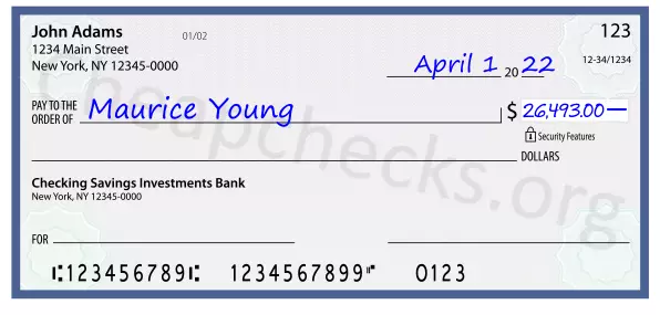 26493.00 dollars written on a check