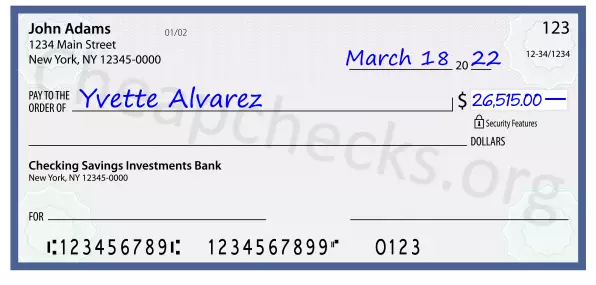 26515.00 dollars written on a check