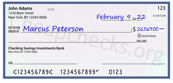 26569.00 dollars written on a check